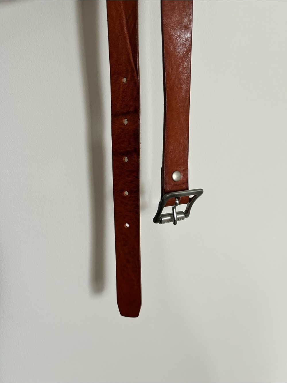 Men's Brown Leather Belt with Metal Buckle